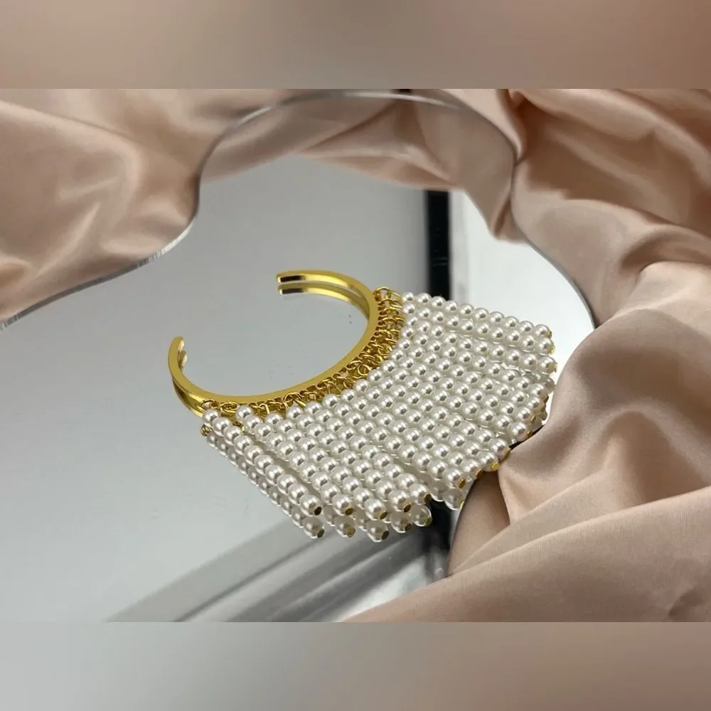 Gold & Pearl Fringe Bracelet – Glamorous and Unique - Picture 8 of 9